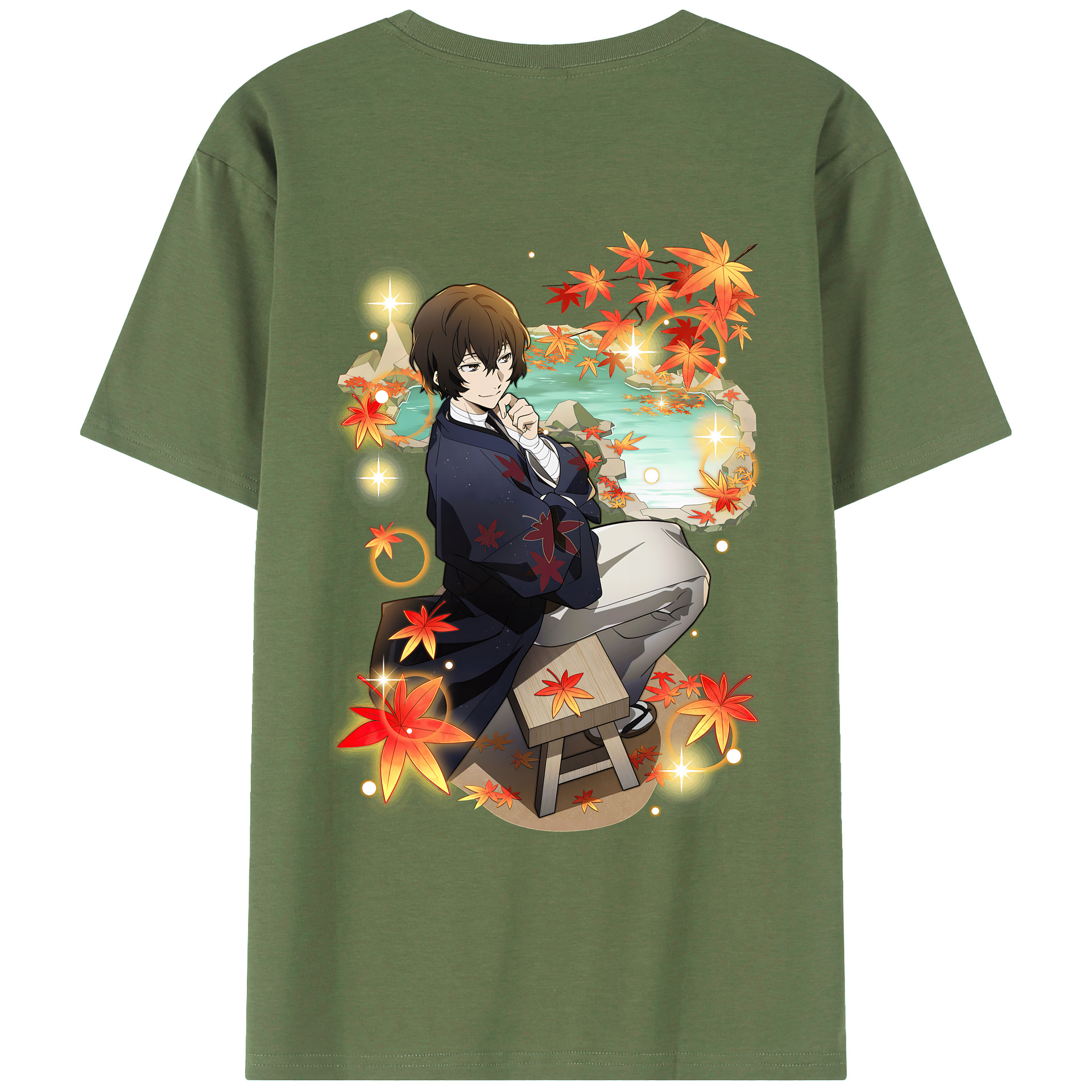 （画像用） 文豪ストレイドッグス Bungo Stray Dogs 綿100％ メンズ半袖Tシャツ（バックプリント） 通気性